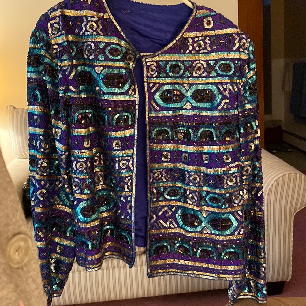 Vintage Beaded Jacket Formal Evening Top size L